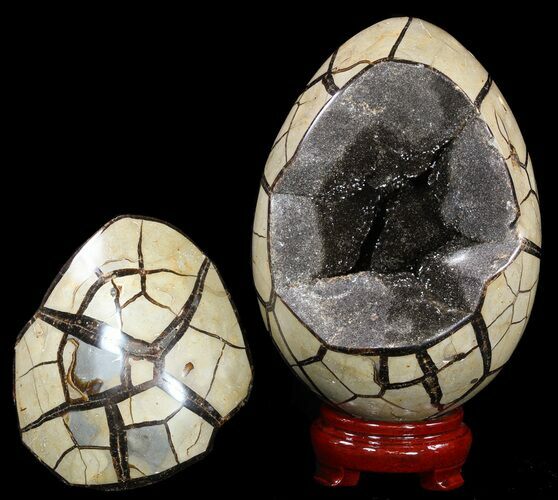 Septarian Dragon Egg Geode With Removable Section #51314
